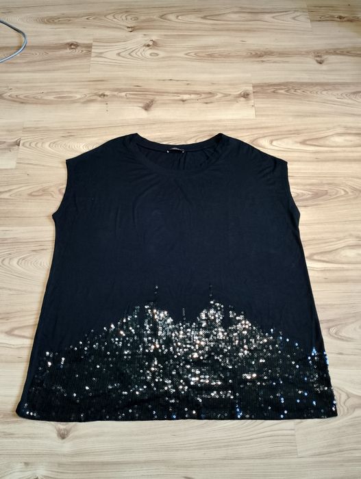 Czarna Damska Koszulka Z Cekinami Marina Rinaldi