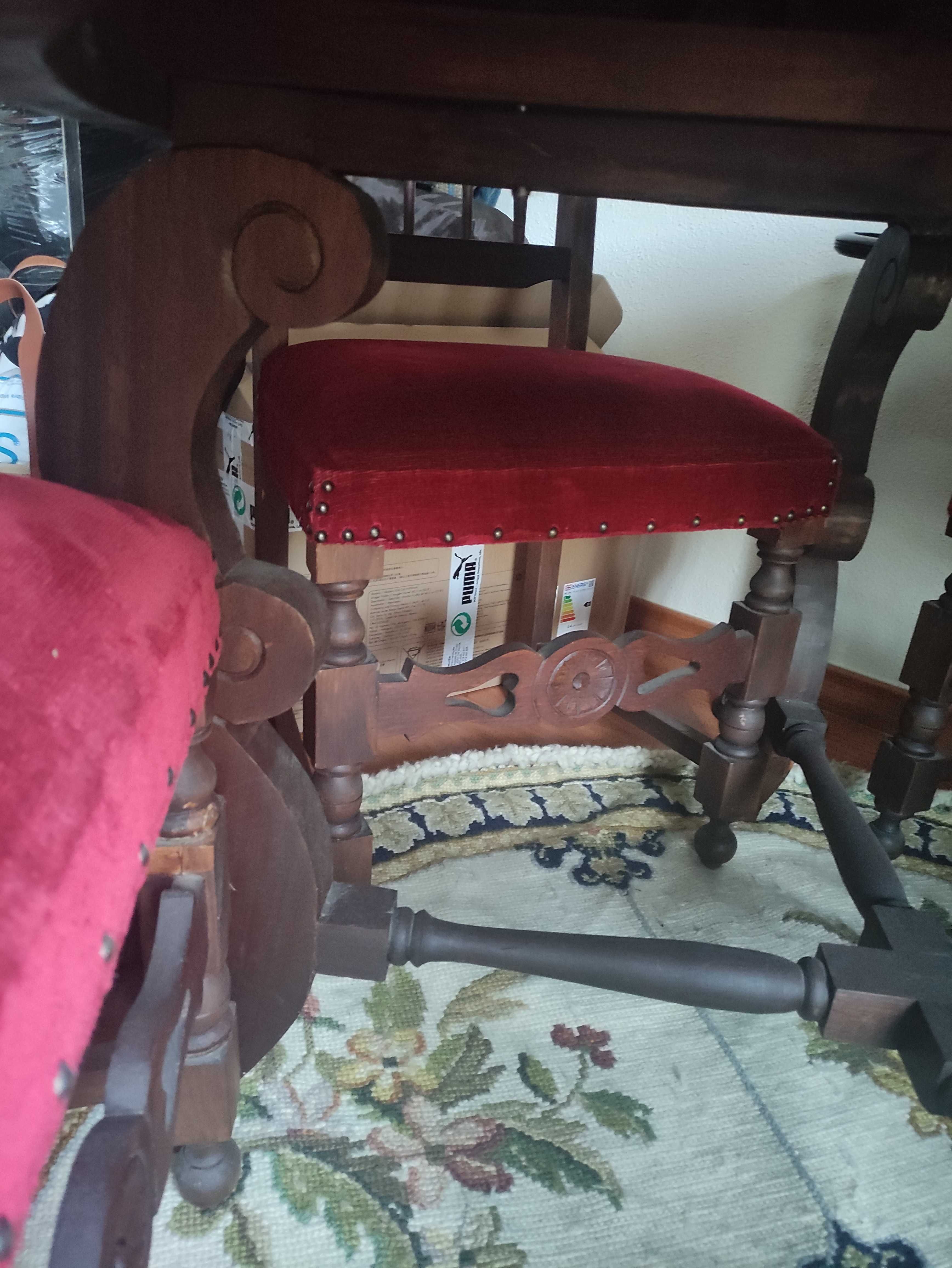 Mesa de Jantar antiga extensível + cadeiras Vintage