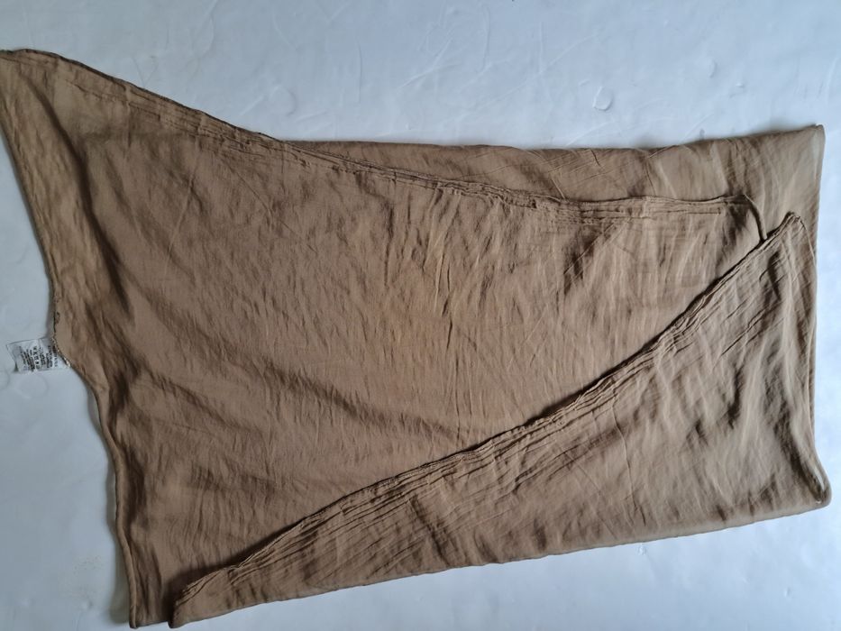 Szal Cienki, Powiewny Oliwkowy, Szeroki, Kształt Rombu, Bawełna Jedwab