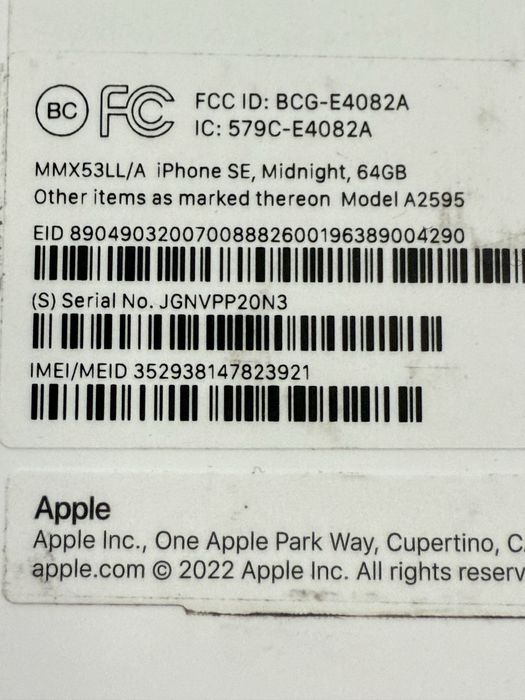 New iPhone SE2 2020 256gb white/ SE3 64gb Midnight