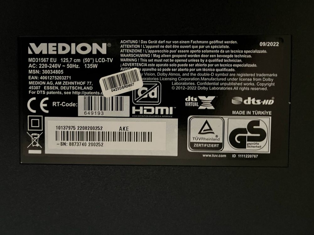 Tv Medion 50'' + uchwyt na sciane w cenie