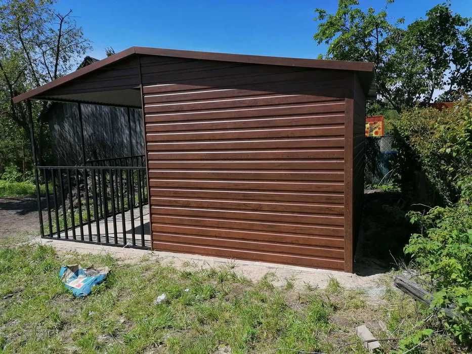 Grafitowy Mały Garaż Blaszany /Wiatka / Schowek / Garaże – Maj-Blach