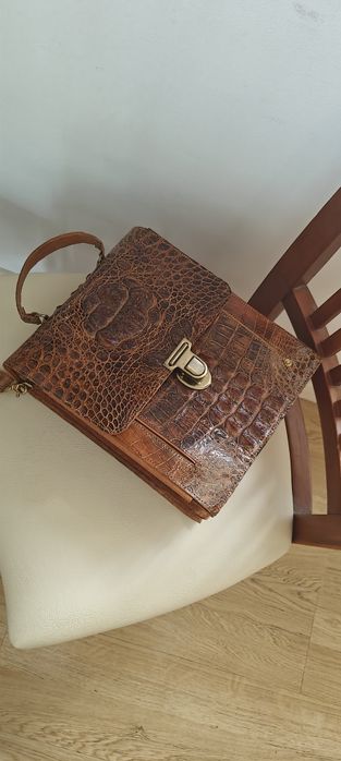 Mala unissex, pele original Crocodilo australiano.