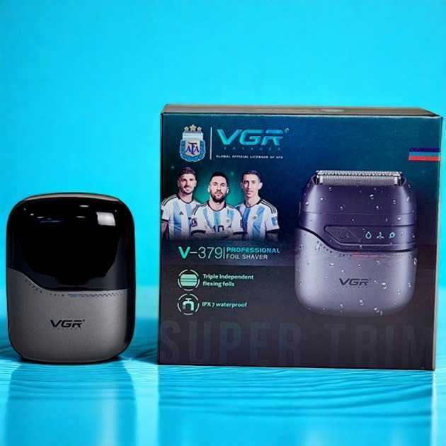 Электробритва VGR V-379Gray шейвер с двойным лезвиям IPX6 USB-зарядка