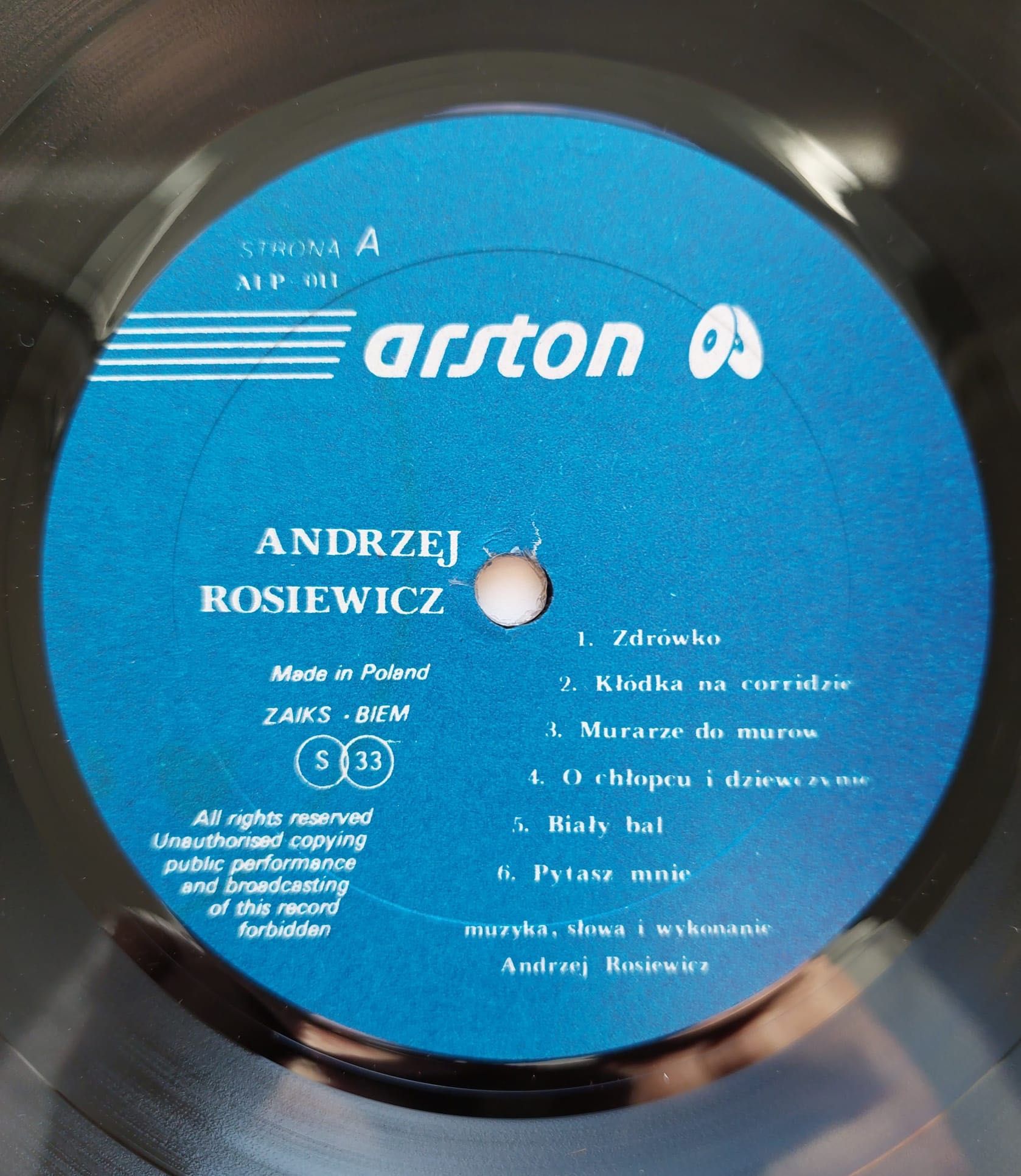 Płyta winylowa vinyl Andrzej Rosiewicz "AR" 1987 Arston stan idealny