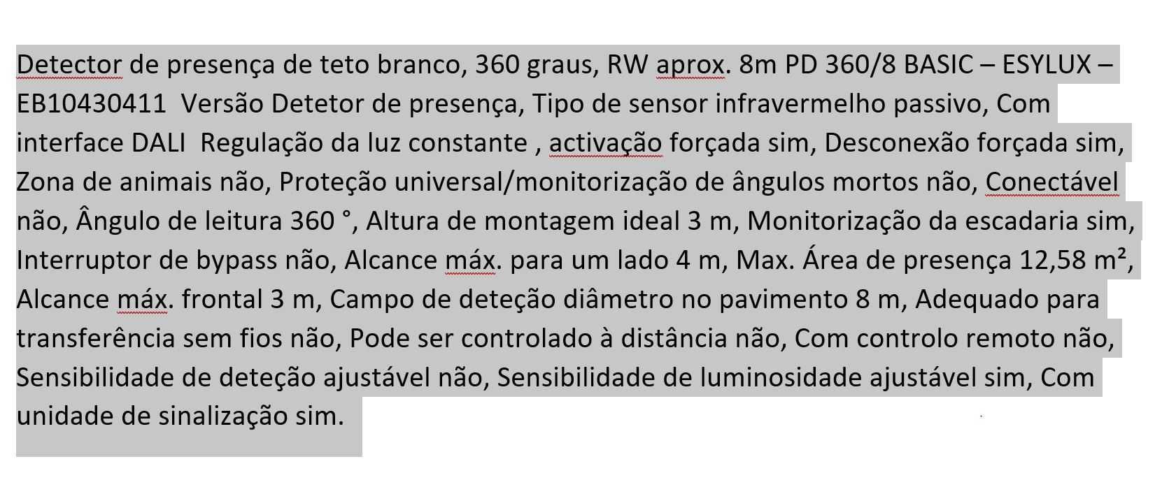 Detector de presença de teto branco embutido, 360 graus,