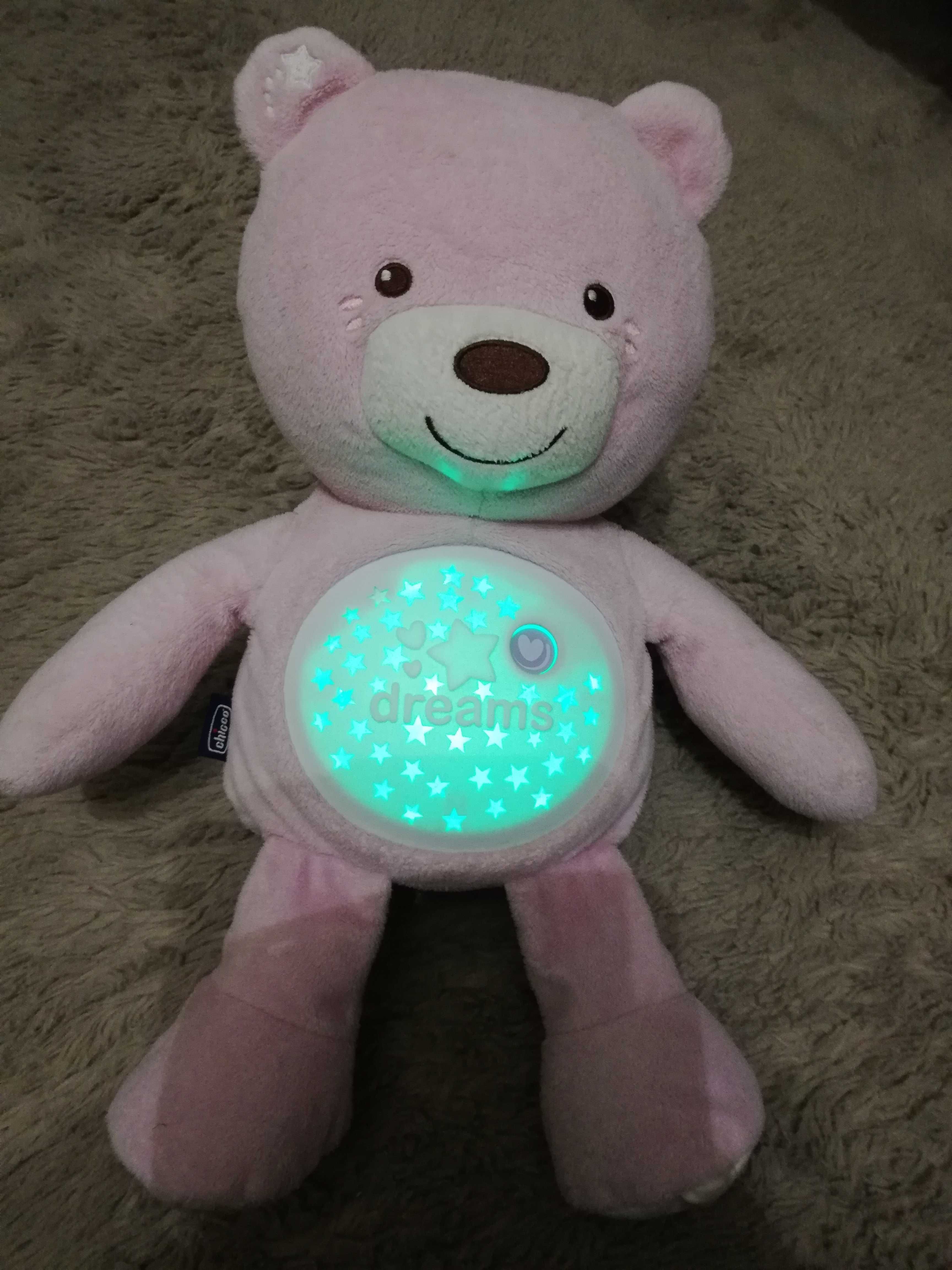 Chicco, First Dreams, miś z projektorem, różowy