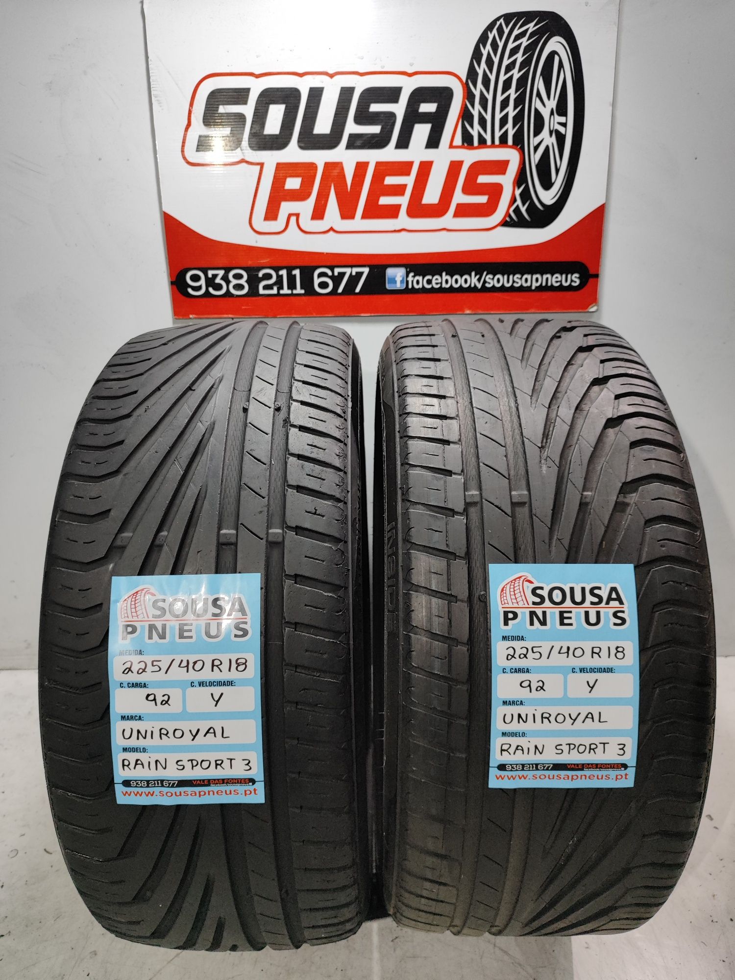 2 pneus semi novos Uniroyal 225/40R18 92Y  Oferta dos Portes