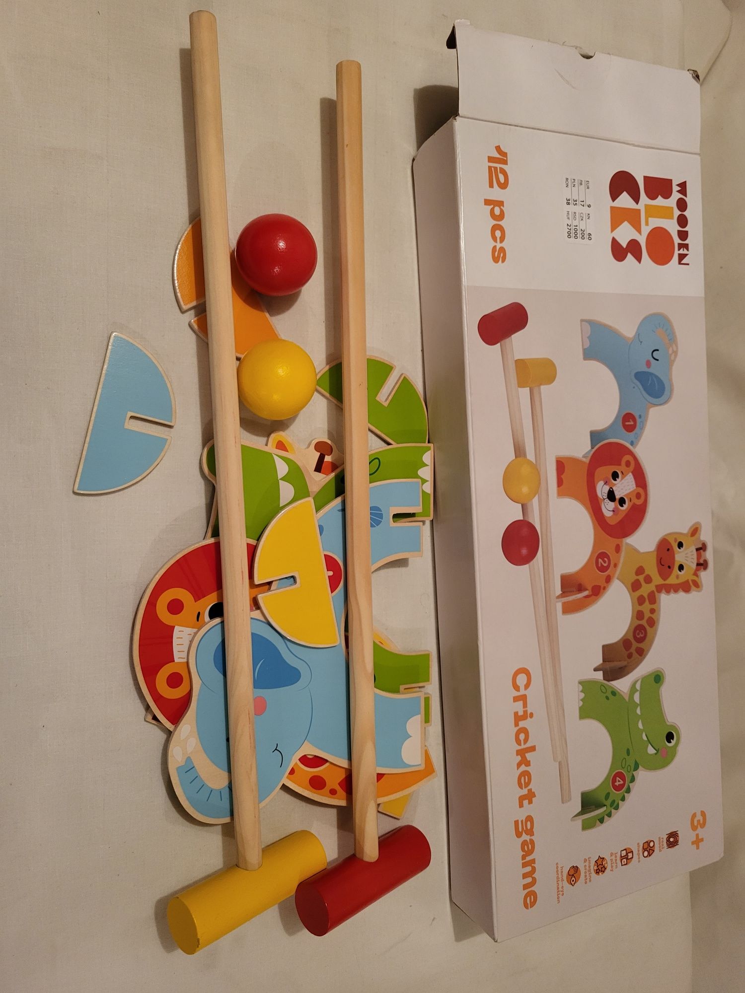 Drewniane zabawki oraz plastikowe klocki (4 rodzaje)