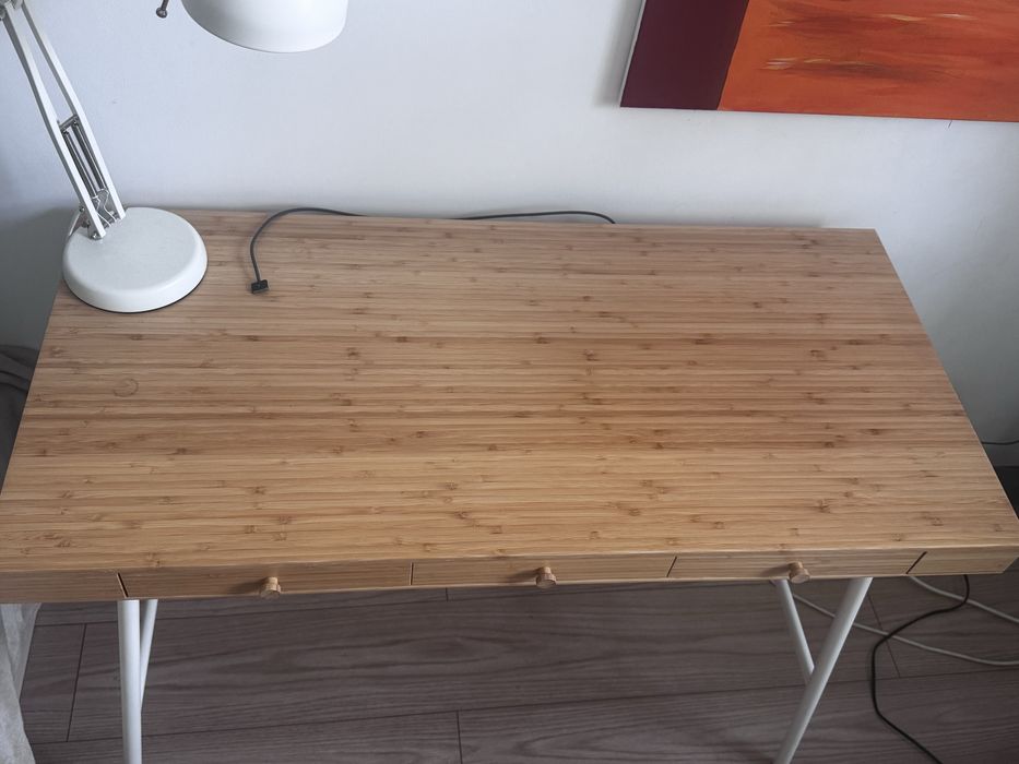 Biurko toaletka bambusowa z szufladami IKEA
