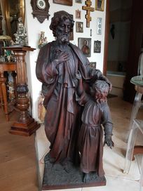 Święty Józef z dzieciątkiem 1 ćw. XIX wieku drewno