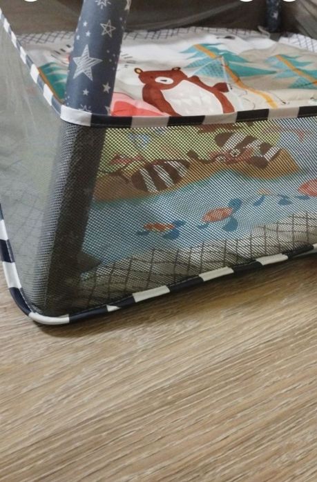 Дитячий ігровий розвиваючий килимок-манеж з дугами , сірий