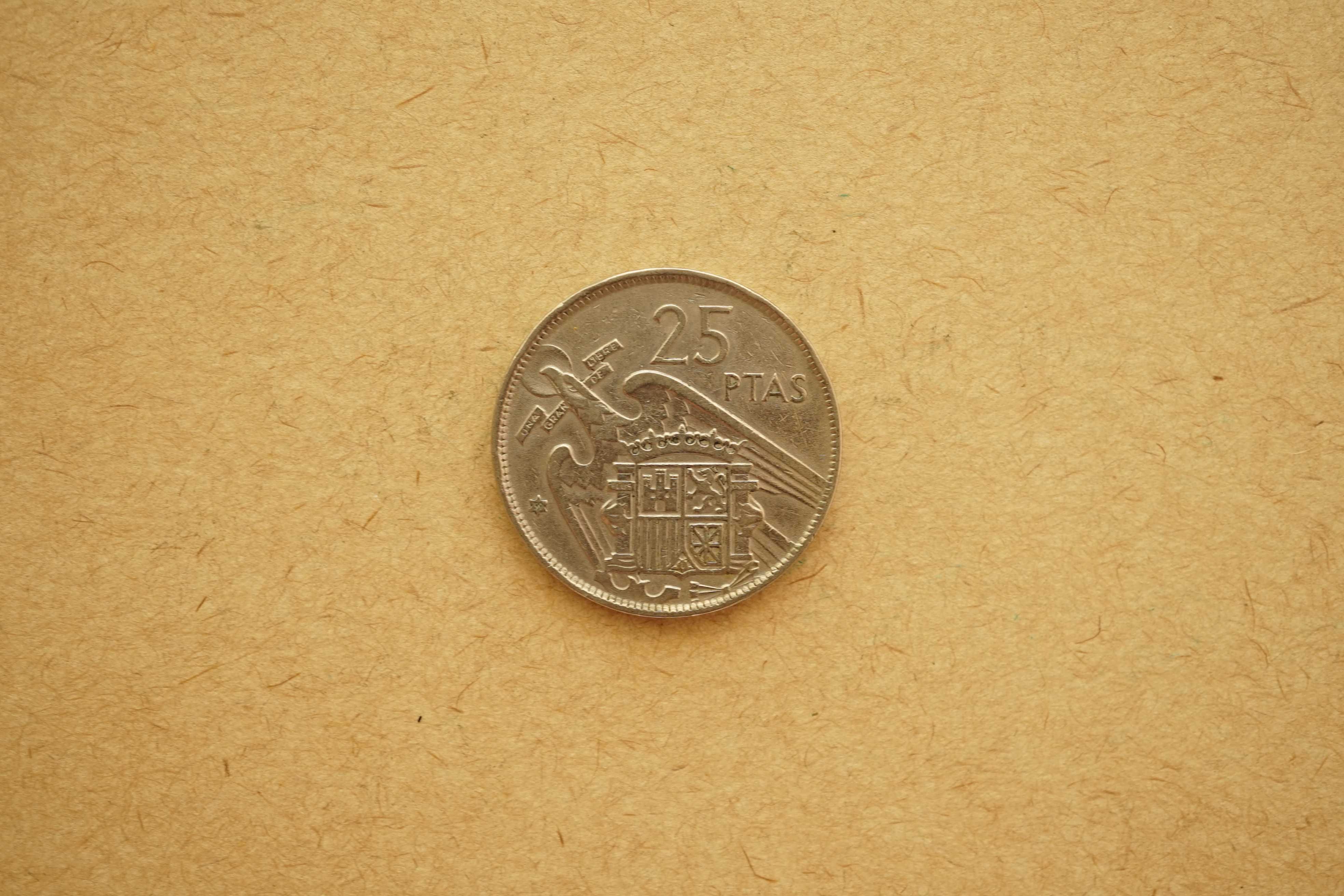 Moeda da Espanha de 25 pesetas - Francisco Franco - 1957