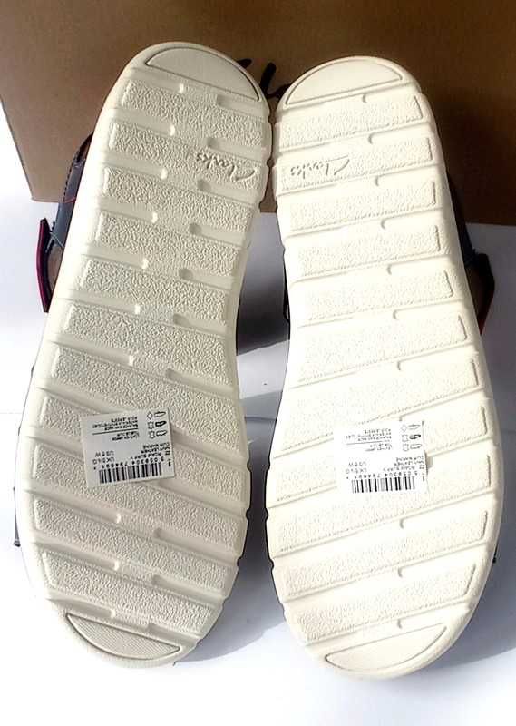 Skórzane sandały Clarks 39 granat płaskie rzepy