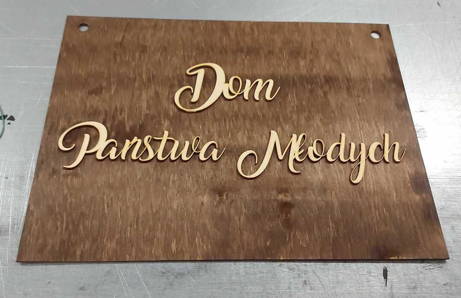 Tabliczka tablica Dom Państwa Młodych brązowa 3D 20x30cm ślub wesele