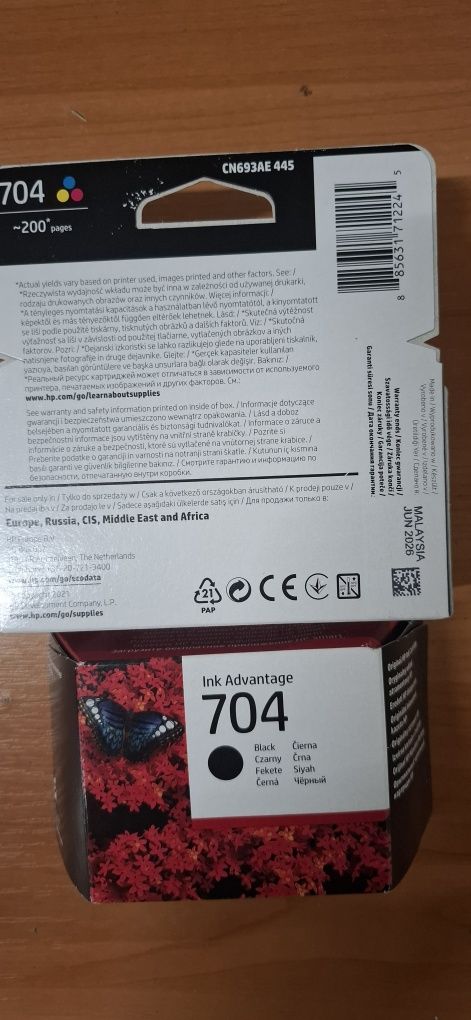 HP 704 Black Color Tusz Cartridge