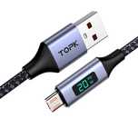 Przewód MicroUSB 3A z Wyświetlaczem LCD LED Ładowanie QC Kabel TOPK 1m