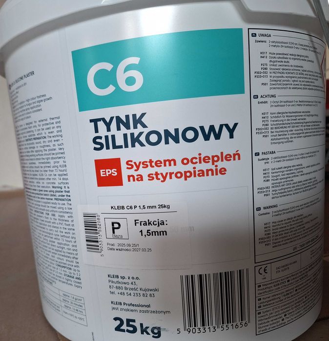 Tynk silikonowy KLEiB, ziarno 1.5mm kolor USA