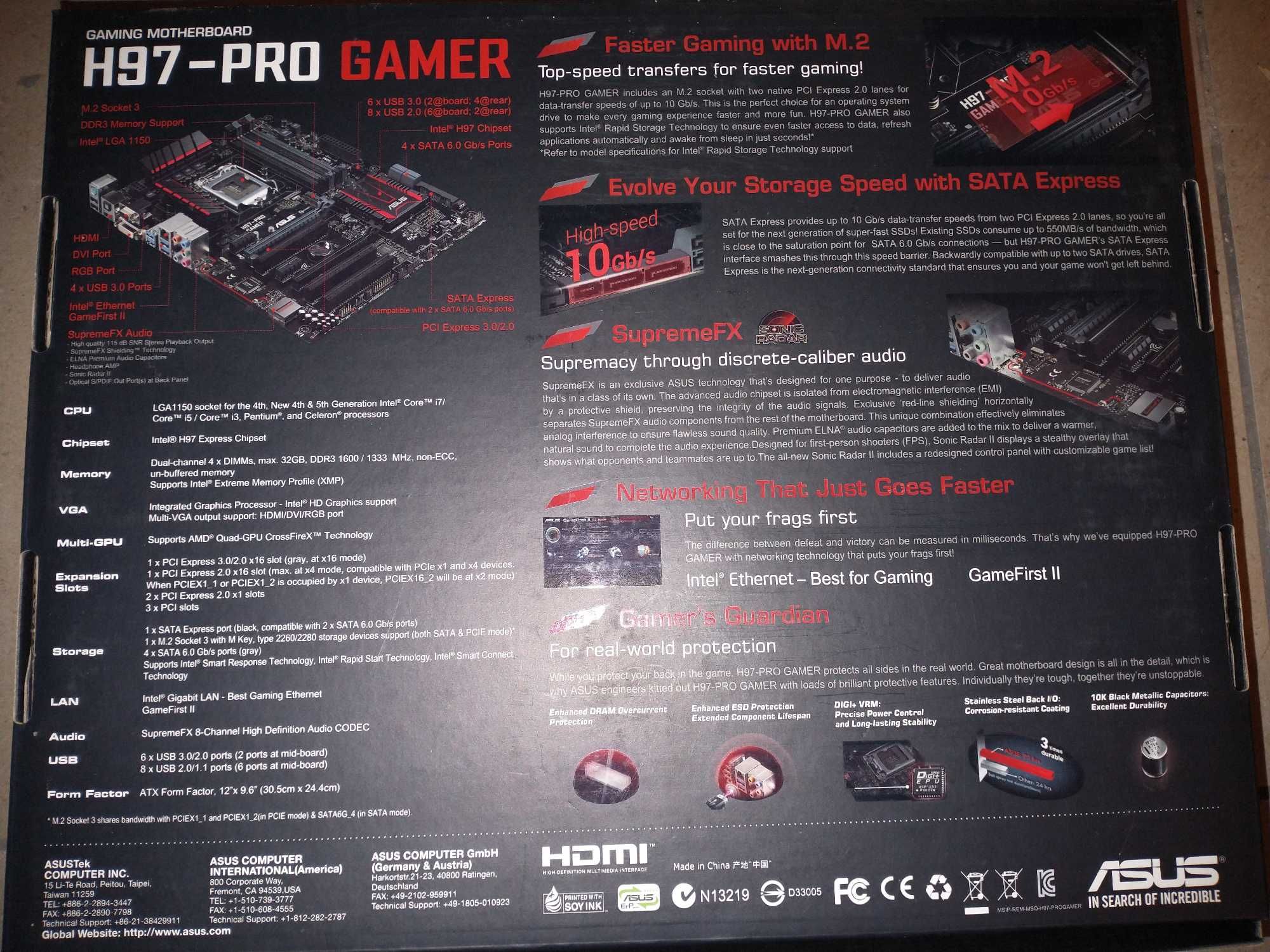 płyta główna Asus H97-PRO GAMER + CPU i5 4460 + RAM 16GB DDR3