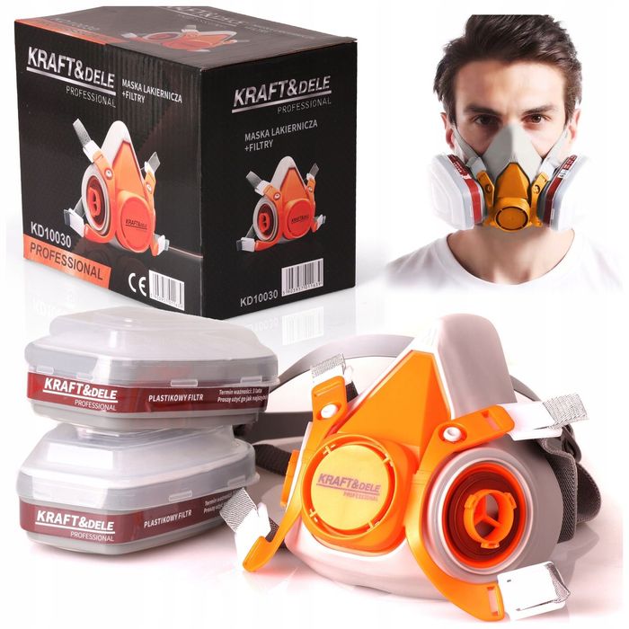 PÓŁMASKA MASKA lakiernicza przeciwpyłowa FILTRY KN95 komplet ochronna