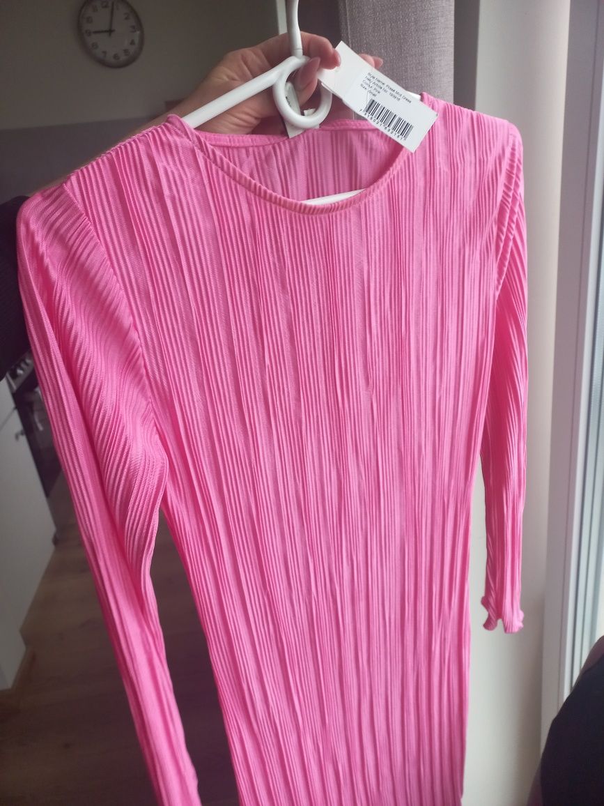 Sukienka midi prazkowana lato pink Zara S