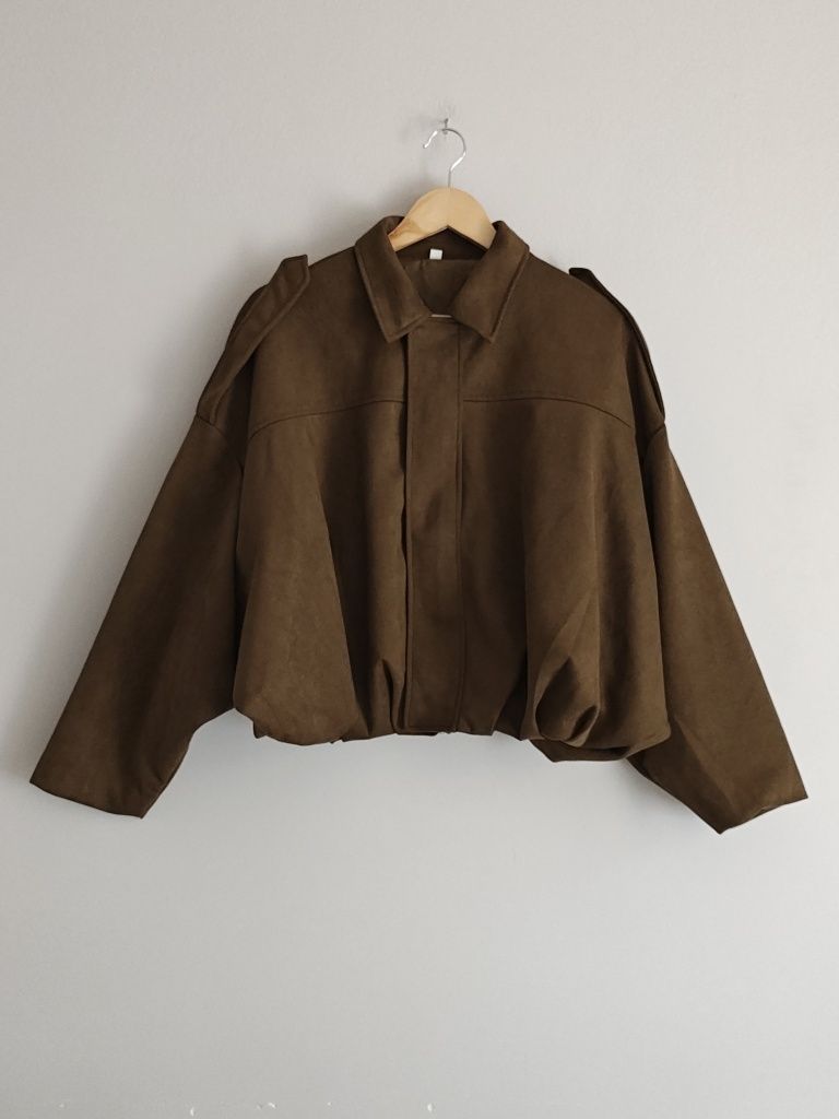 Zamszowa brązowa kurtka bomberka viral S 36 M 38 brown fall autumn