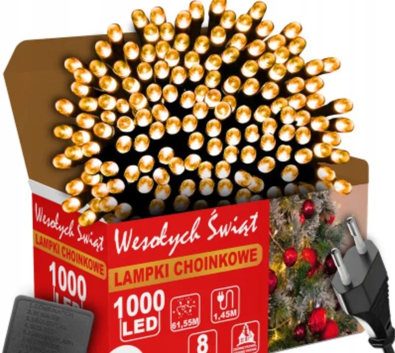 Lampki 1000 LED na dwór