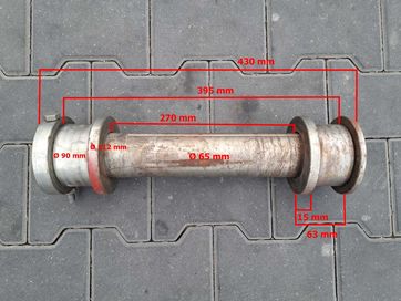 Sworzeń pręt stalowy fi 65 mm hartowany L = 430 mm + tuleje fi 90 mm