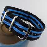 Pasek NATO do zegarka 22mm nylonowy strap czarno niebieski