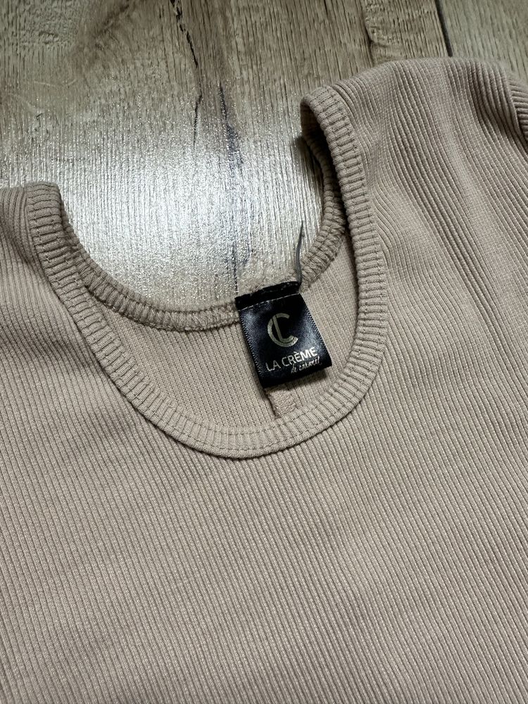 Cropped top krotka bluzka z dlugim rekawem prazek S\M