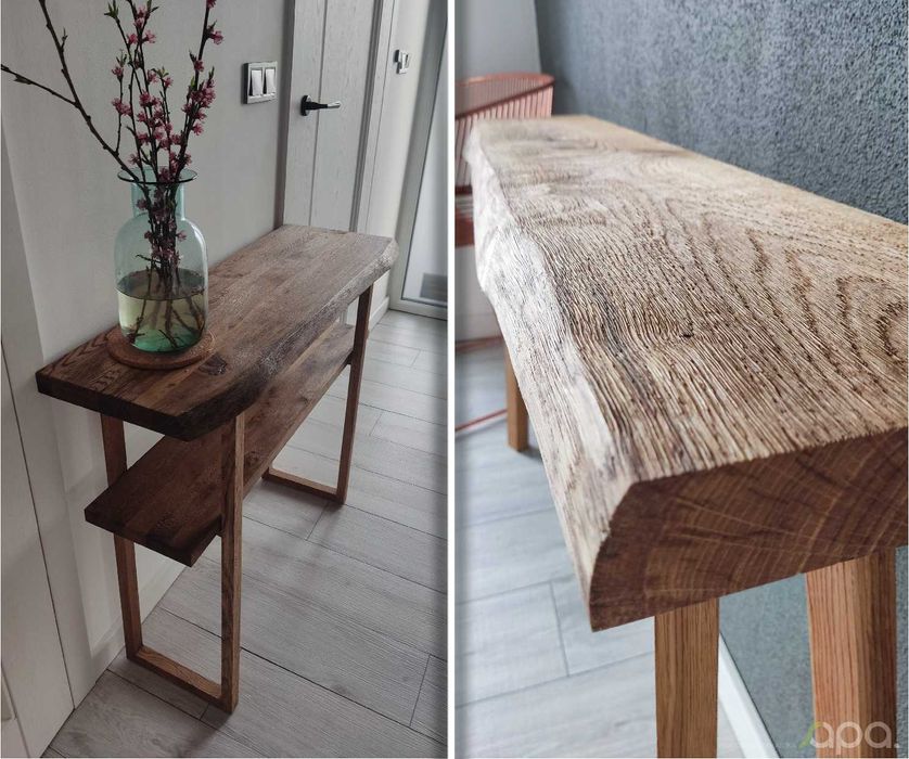 Konsola - lite drzewo - Dąb Orzech Jesion /Vintage komoda przedpokój