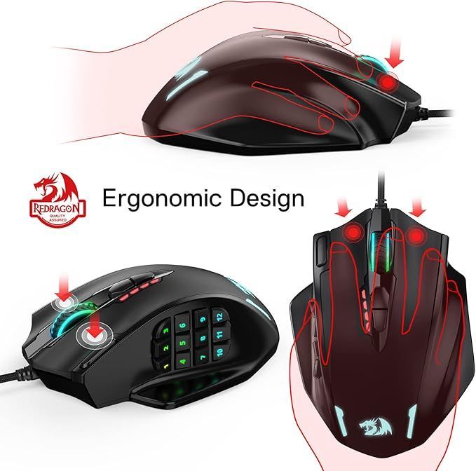 Redragon M908 Impact RGB – Mysz do gier 12400 DPI z 20 przyciskami