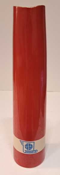 Chodzież czerwony wąski wazon PRL CHAPiS vintage retro