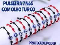 Pulseira 7 Nós Com Pendente Olho Turco