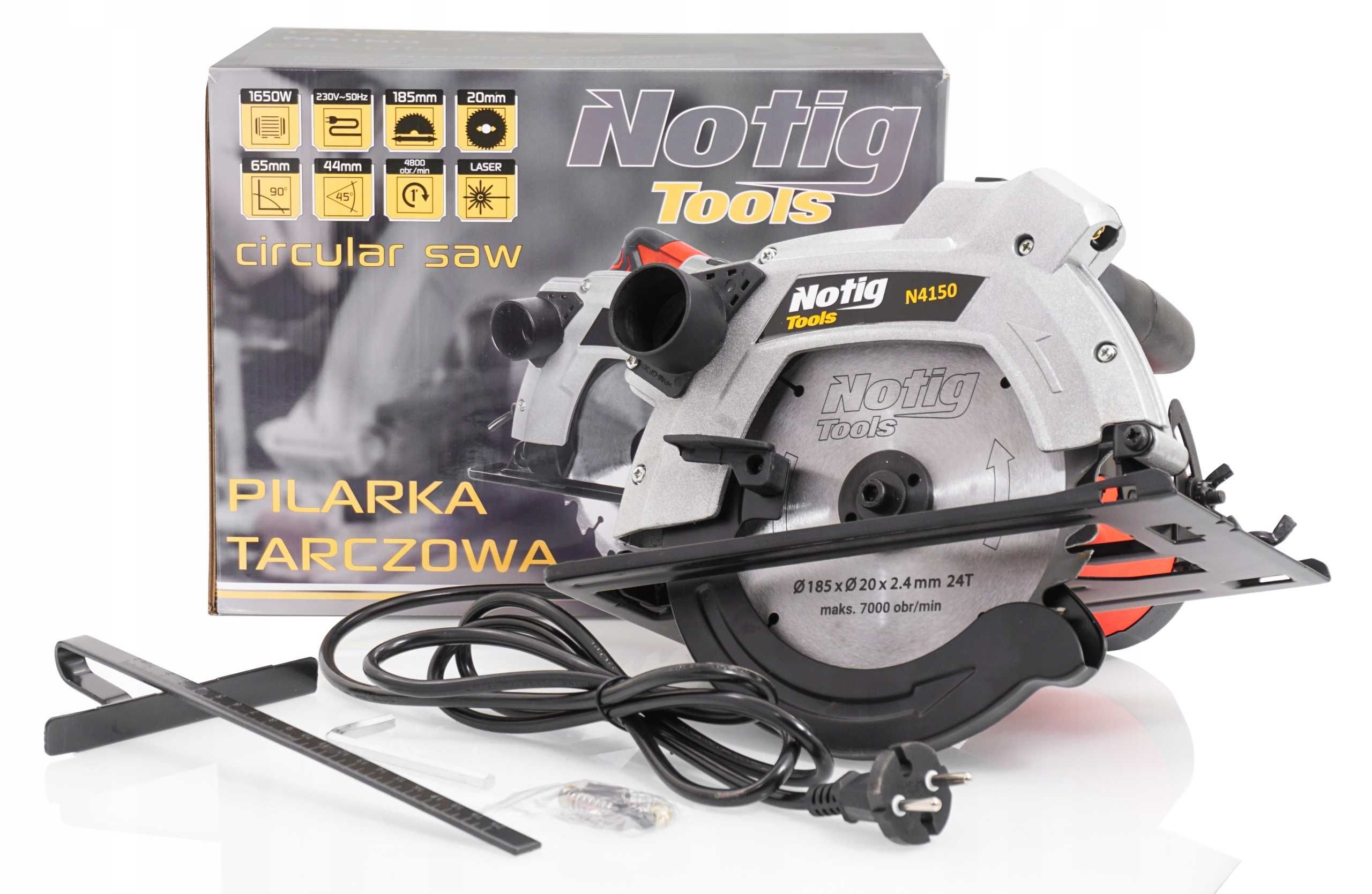 PIŁA TARCZOWA PILARKA Ręczna Do Drewna Z Laserem 1650W Przecięcie185mm