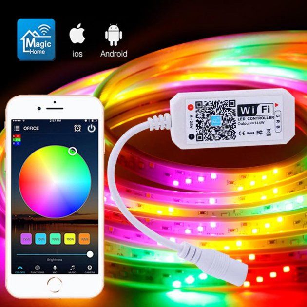 Світлодіодна стрічка SMD 5050 RGB LED 5 м IP65 з пультом та блоком жив