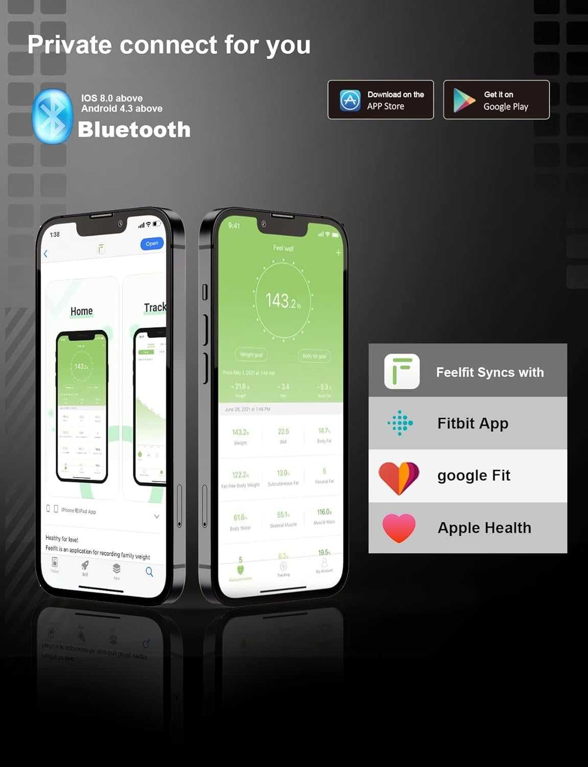 WAGA Pomiar Tkanki Tłuszczowej Bluetooth Smart i monitor składu ciała