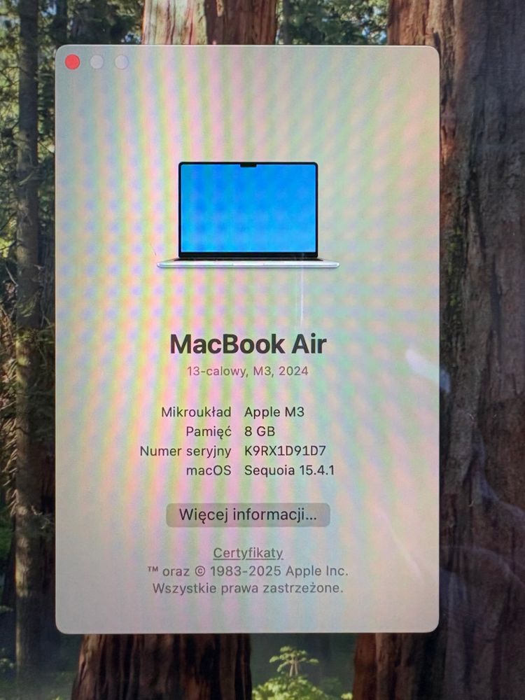 Laptop Apple MacBook Air 13' M3/256 GB/8 GB Silver 2024 Retina