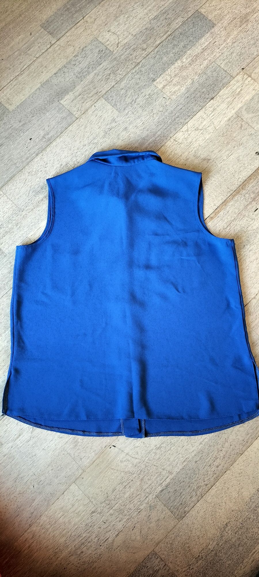 Bluzka damska top koszula cobalt granatowa bez rękawów z kołnierzem XL