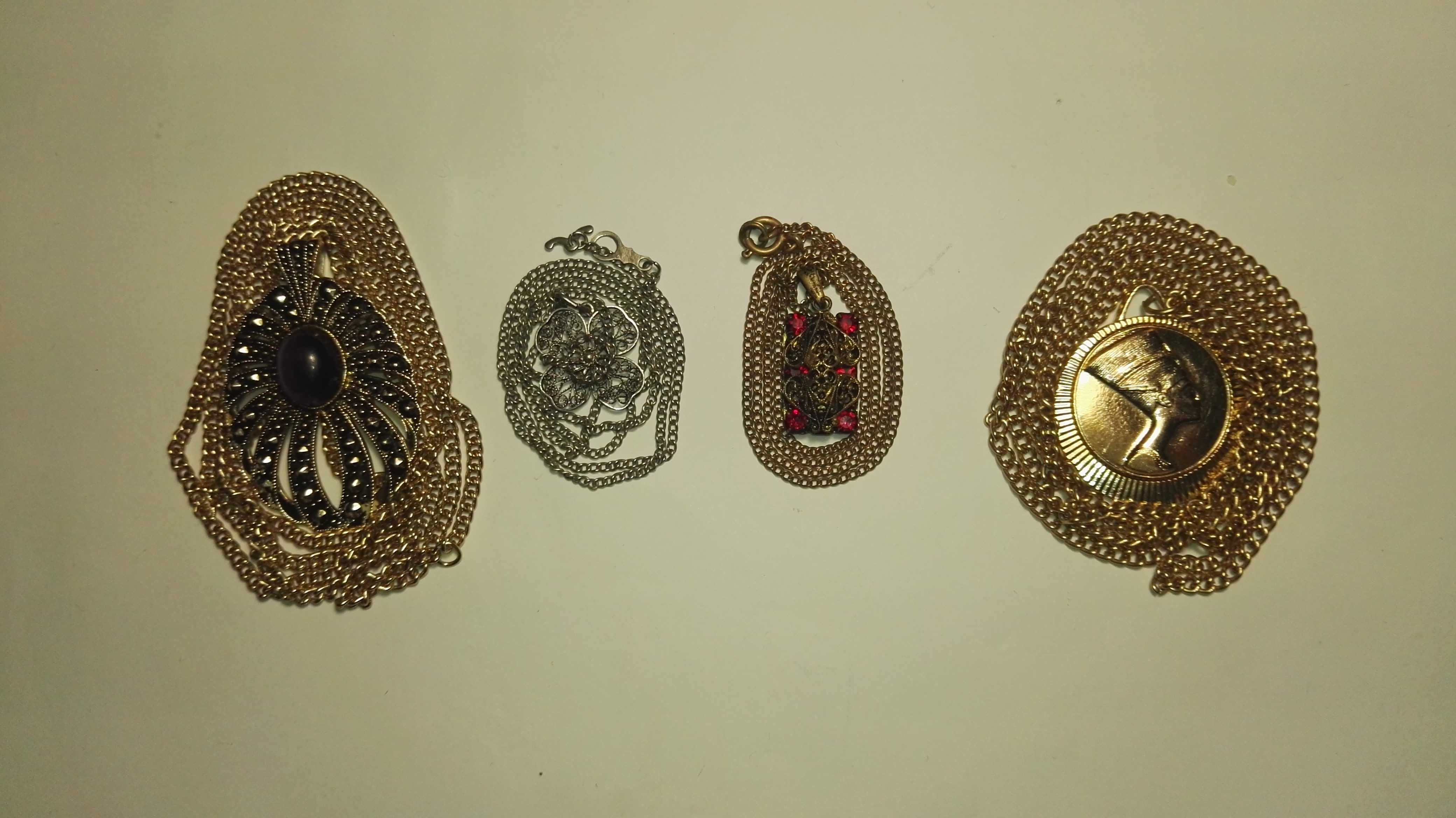 Кулон с цепочкой, брошь  серебро, скань, металл, камни (ЧССР,СССР).