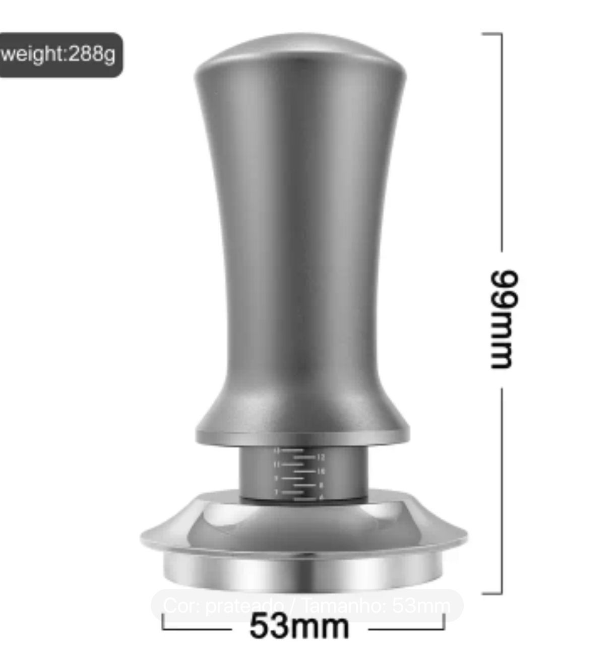 Tamper de café 53mm em aço inoxidável