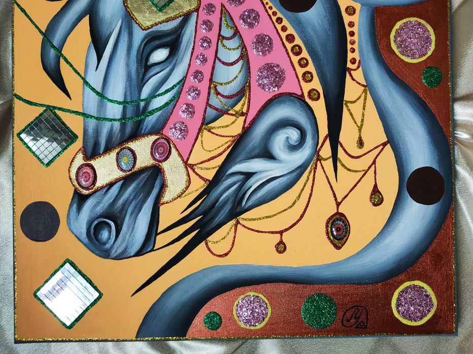 Картина "Новогодний конь"