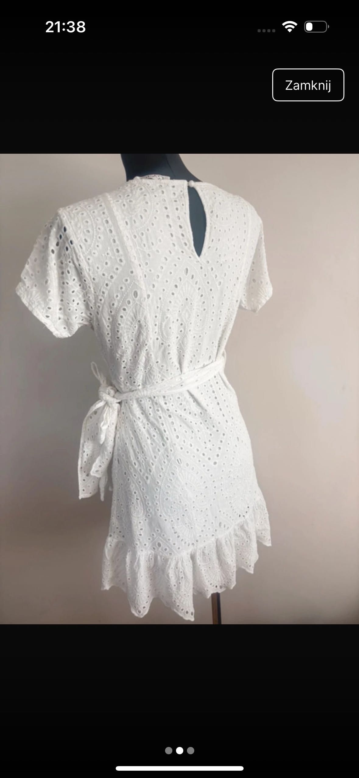 Biała ażurowa sukienka m 38 lato Zara butik H&M Reserved