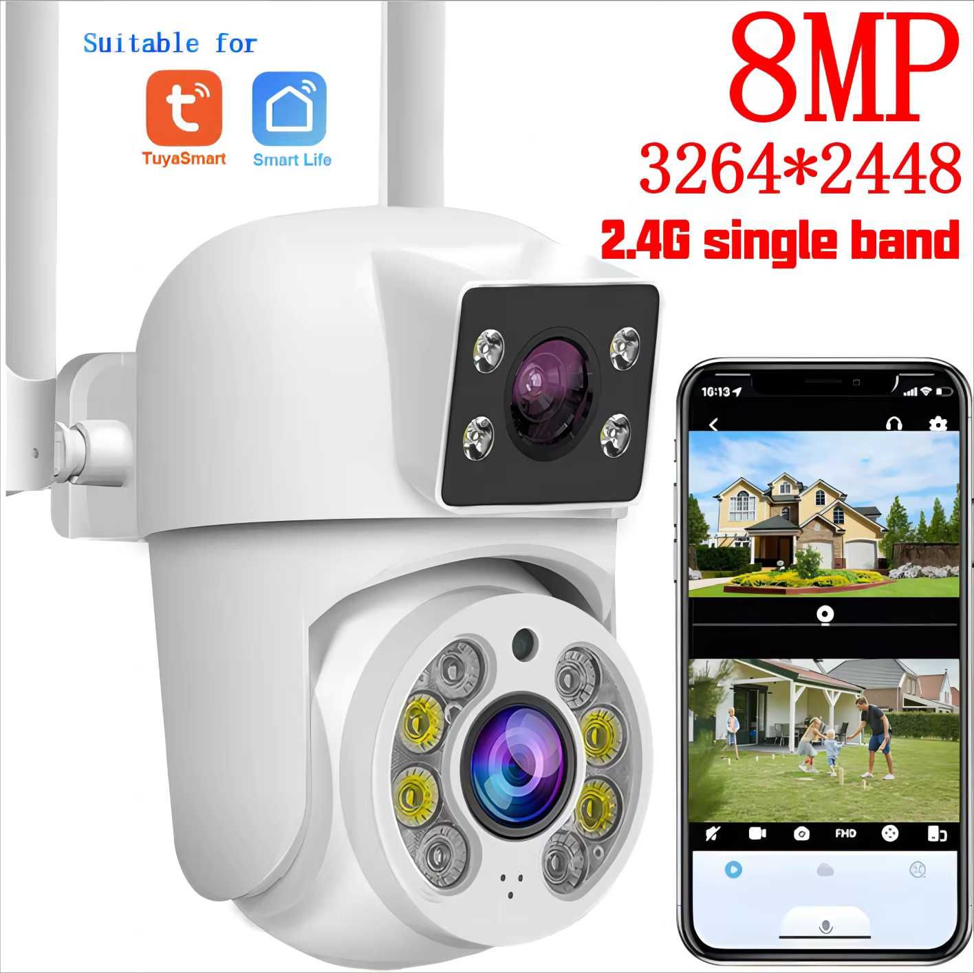 Камера вулична подвійна 4+4 MP поворотна 360* (Wi-Fi) Tuya Smart Life