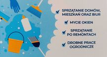 Sprzątanie, mycie okien, ogród.
