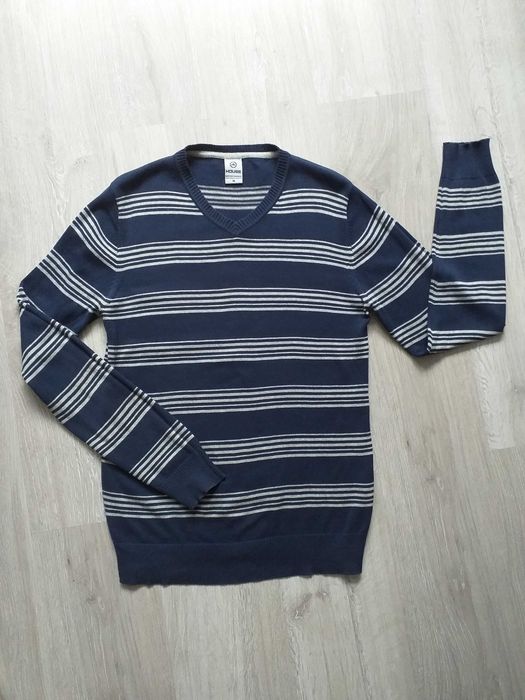 sweter sweterek męski w serek HOUSE slim pasy r. M