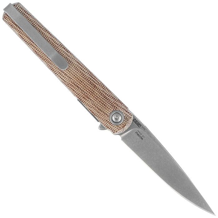 Nóż składany MKM Flame Light Drop Point Natural Canvas Micarta,