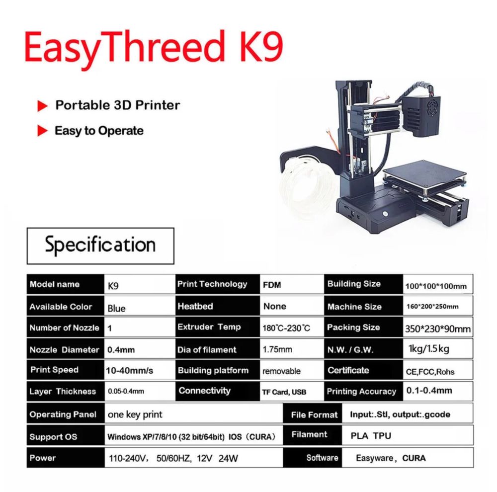EasyThreed K9 міні 3D принтер