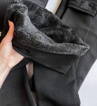 Жіночі лосини на хутрі зимові чорні S-6XL термо лосины на меху зимние