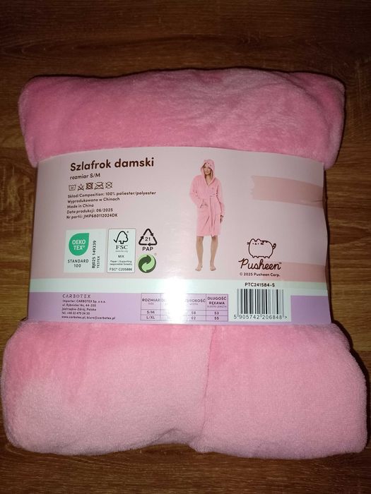 Różowy szlafrok damski PUSHEEN S/M